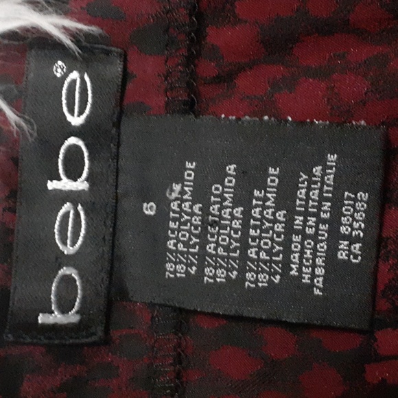 Y2K Bebe Red and Black Leopard Midi Skirt Size 6 - Picture 2 of 8